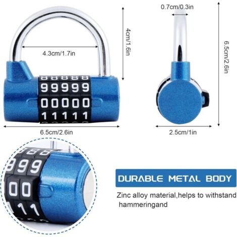 Cadenas à combinaison 5 chiffres réinitialisable – Lot de 2, idéal pour casier, boîte à outils ou clôture, en acier résistant (1/3)