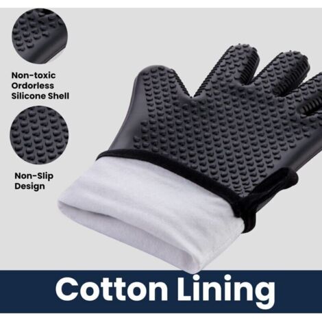 Gants de four en silicone résistant à la chaleur jusqu’à 260 °C – Lot de 2, imperméables et antidérapants, couleur noir (1/3)