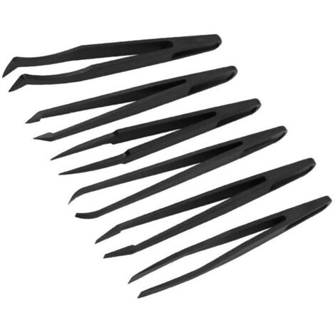 Pincettes de précision pour réparation électronique – Lot de 8 pièces en acier inoxydable, pointes fines et ergonomiques (1/4)