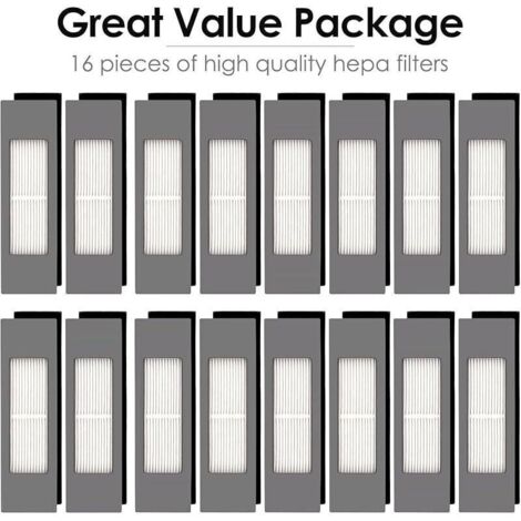 Filtre HEPA pour robot aspirateur Ecovacs – Lot de 16 pièces compatibles modèles N10, N10 Plus, 920, 950, T8, T9, T5, N5 à N8 Pro Plus (1/3)