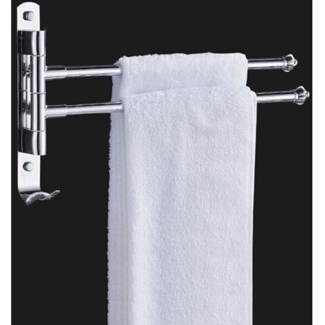 Porte-serviettes mural antidérapant rotatif 180° avec tête de poteau et étagère pivotante – Acier inoxydable brossé (1/3)
