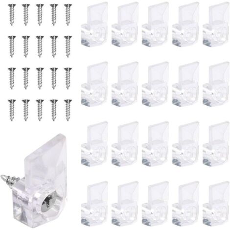 Supports muraux pour miroir – Lot de 20 clips transparents en plastique cristal, fixation sans cadre, montage facile (1/4)