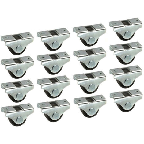 Roulettes universelles 25 mm noir pour meubles, lits et chariots – Lot de 16 roulettes en polypropylène résistant (1/2)