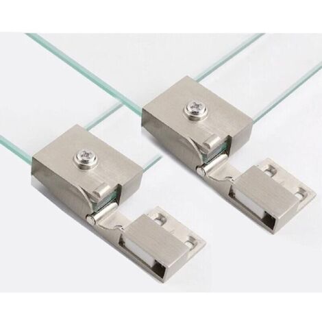 Charnière pour porte en verre sans cadre – 1 paire, compatible épaisseur 3–5 mm, idéale pour armoires vitrées et présentoirs à vin (1/3)