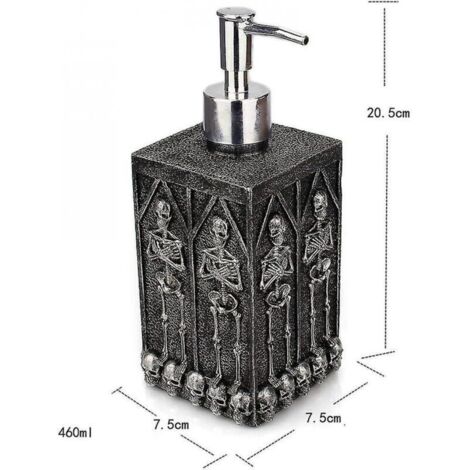 Distributeur de gel douche 460 ml – Bouteille design crâne crypte avec pompe doseuse pour savon liquide, shampoing ou lotion (1/3)