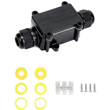 Boîte de jonction étanche IP68 à 2 voies pour câbles 5–15 mm – noir, résistant aux intempéries et facile à installer (1/4)
