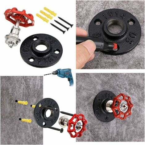 Crochets de suspension vintage en fer industriel – Lot de 3, fixation murale rétro pour serviettes, peignoirs ou chapeaux, Type 2 (1/3)