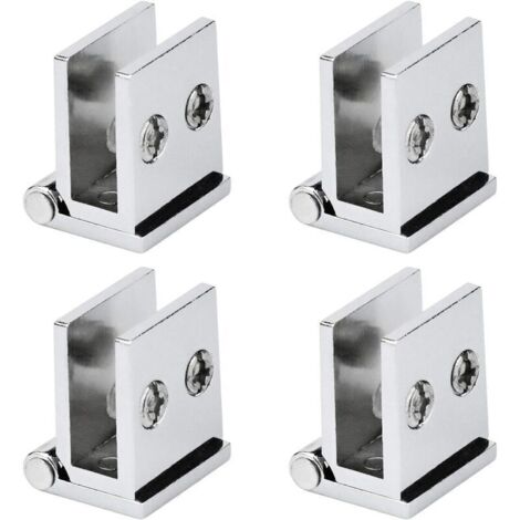 Charnières pour porte en verre – Lot de 4, ouverture à 0°, compatibles cuisine, vitrine et salle de douche, épaisseur verre 8–12 mm (1/4)