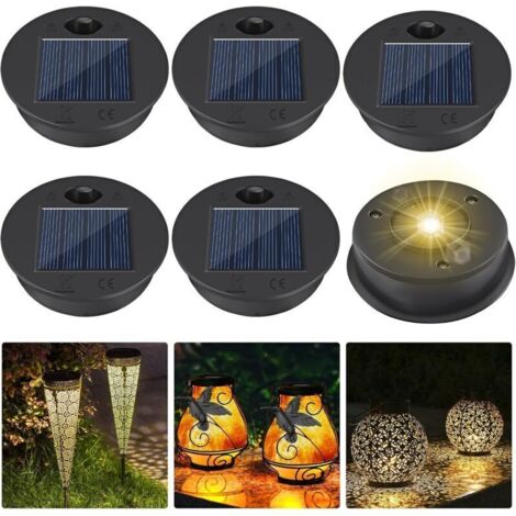 Lot de 6 lampes solaires LED étanches de rechange pour jardin – diamètre 7 cm, compatibles avec la plupart des appliques extérieures (1/4)