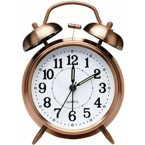 Réveil vintage à quartz avec double alarme et veilleuse douce pour enfants – Fonction silencieuse, piles incluses, design rétro élégant (1/4)