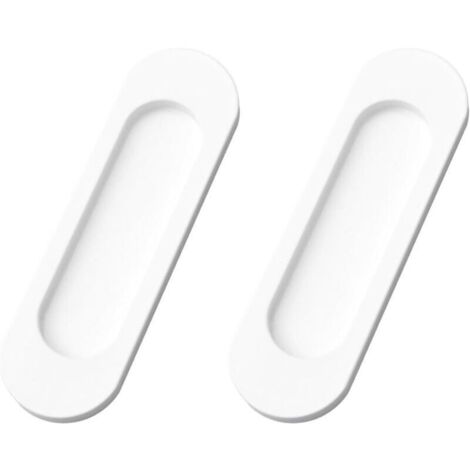 Poignées coulissantes ovales en aluminium, 149 mm, autocollantes, lot de 2, blanc – pour portes de grange, placards et armoires (1/4)