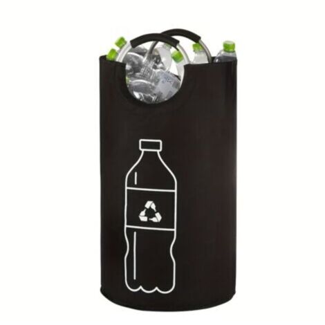 Poubelle de recyclage pliable en polyester – 69 L, cylindrique, sans électricité, idéale pour bouteilles et usage domestique (1/4)