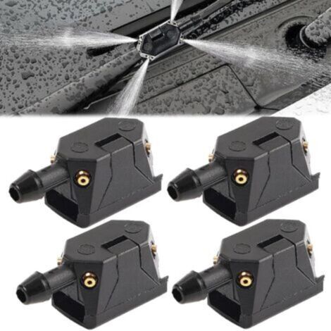 Gicleurs lave-glace universels pour essuie-glaces – 4 pièces noir, compatibles bras de 8 mm et 9 mm, haute pression et réglables