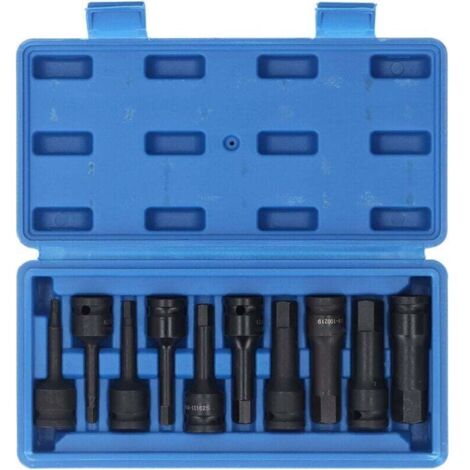 Jeu de 10 embouts de vissage hexagonaux 1/2″ en acier chromo-molybdène, haute résistance aux chocs pneumatiques (1/4)
