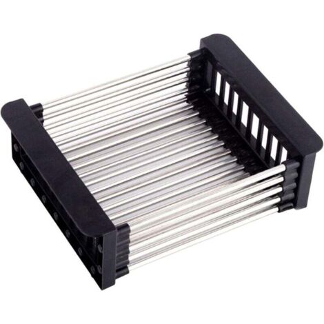 Panier de vidange télescopique en acier inoxydable – Égouttoir pour évier, réglable, avec vis de fixation, idéal pour laver la vaisselle (1/4)