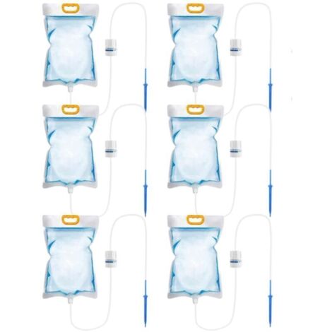 Sacs d’irrigation goutte-à-goutte 3,5 L – Lot de 6 avec robinet réglable et système anti-fuites (1/4)