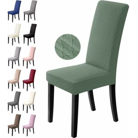 Housses de chaise salle à manger – Lot de 4 housses extensibles universelles, lavables et faciles à enfiler, polyester élastique (1/4)