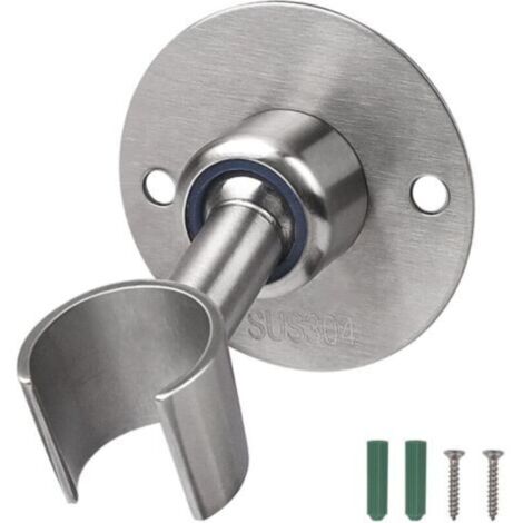 Support mural réglable 360° pour pommeau de douche – Acier inoxydable 304, filetage G1/2, finition argent brossé (1/4)