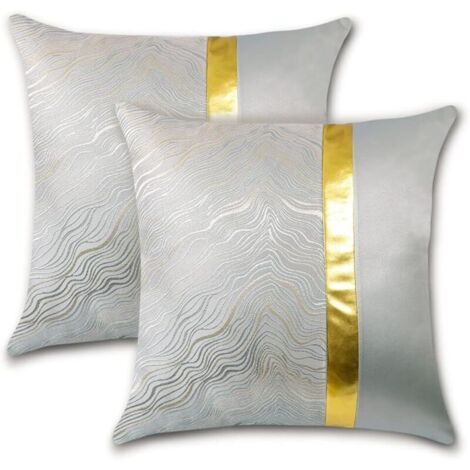 Housses de coussin décoratives en velours luxe, estampage à chaud, 45 x 45 cm, lot de 2, couleur gris anthracite (1/4)