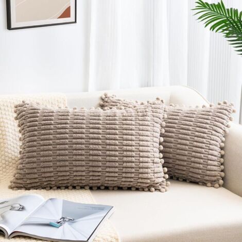 Housses de coussin velours côtelé 30x50 cm – Lot de 2 taies douces et élégantes pour canapé style boho (1/4)