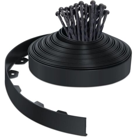 Bordure de jardin en plastique flexible 20 m avec 40 piquets d’ancrage – Bordurette de pelouse résistante et facile à installer (1/4)