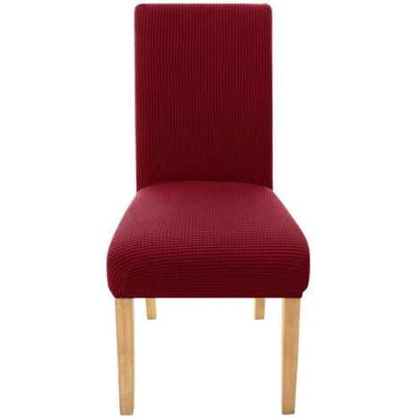 Housses de chaise extensibles en jacquard et élasthanne – Lot de 2, couleur bordeaux, universelles pour sièges standard (1/4)