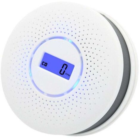Détecteur de fumée et CO alimenté par piles avec écran LCD et alarme vocale – 2 en 1, autonomie longue durée, conformité CE (1/4)