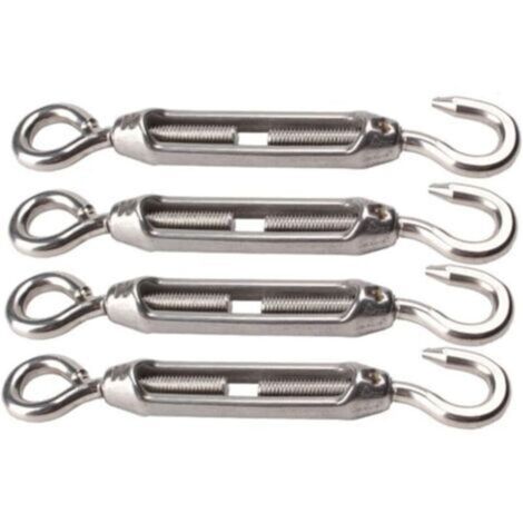 Tendeur à œillets M4 en acier inoxydable 304 – Lot de 4 tendeurs de câble avec crochet de tension, résistants à la corrosion (1/4)