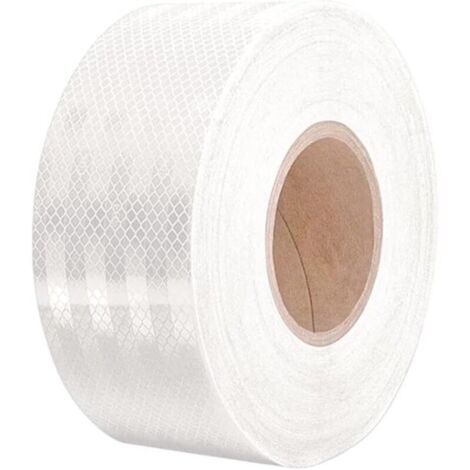 Ruban réfléchissant blanc adhésif — 10 m × 5 cm, bande d’avertissement haute visibilité pour sécurité routière et chantier (1/4)