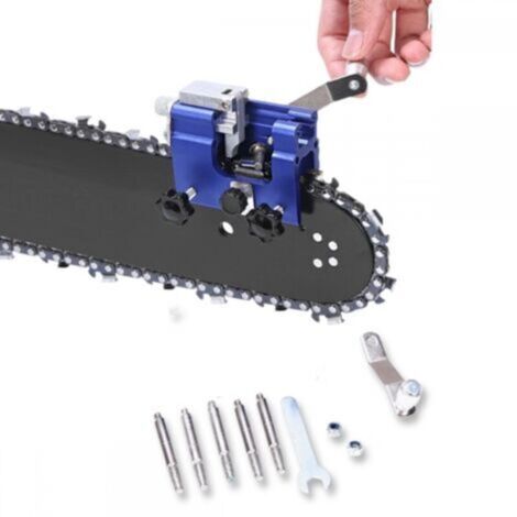 Kit d'affûtage pour chaîne de tronçonneuse – Lot complet avec guide précis, compatible avec tous les modèles, couleur bleue (1/4)