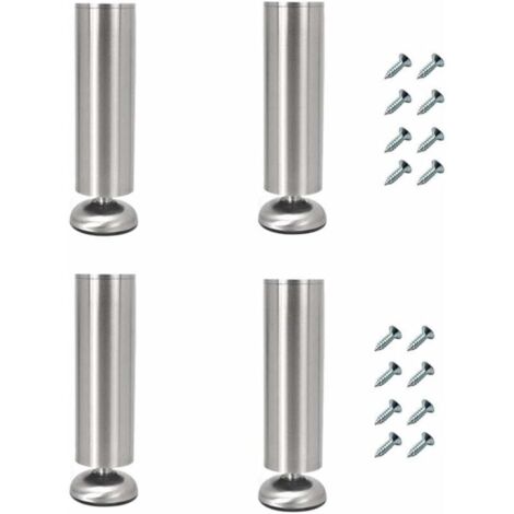 Pieds de meuble réglables en acier inoxydable – Lot de 4, hauteur 20 cm, épaisseur renforcée, pour table basse ou meuble moderne (1/4)