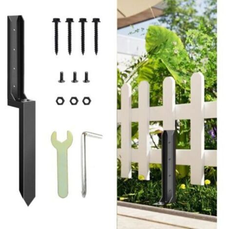 Kit de réparation pour poteaux de clôture en acier robuste 30 cm avec perceuse à clous – idéal pour renforcer ou remplacer des poteaux en bois endommagés (1/4)