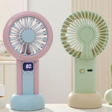 Mini Ventilateur Portable USB Rechargeable avec Écran Numérique – 99 Vitesses, Rose et Bleu – Modèle lsw (1/2)