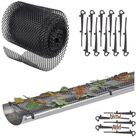 Grillage de gouttière haute résistance – 6 m × 15 cm + 12 crochets inclus – Protection optimale contre feuilles et débris (1/4)
