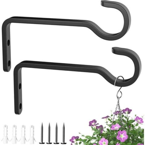 Crochets muraux pour plantes suspendues – Lot de 2, acier galvanisé, 15,2 cm, idéaux pour fleurs, jardinières et lanternes extérieures (1/4)