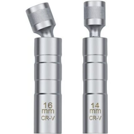 Clé à bougies magnétique universelle 14 mm et 16 mm – douille de démontage pour bougies d’allumage, acier trempé, embout intégré (1/4)