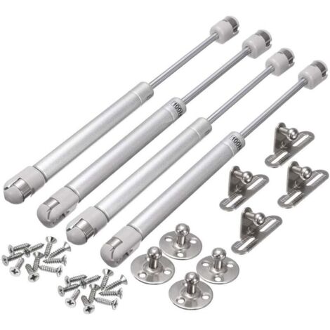 Vérins à gaz pour meubles – Lot de 4 amortisseurs pneumatiques 100 N, bras hydraulique réglable pour porte d’armoire et abattant (1/4)