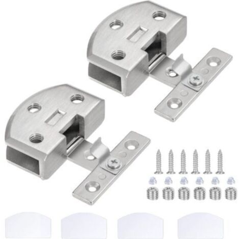 Charnière pour porte en verre 90° en alliage de zinc – Convient pour vitrage 8–9 mm, finition argent, lot de 2 pièces (1/4)