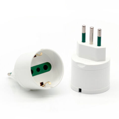 Adaptateur de prise italo-allemande blanc – Lot de 2 unités, compatible prise italienne 10 A, plastique résistant (1/4)