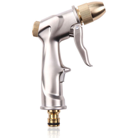 Pistolet d'arrosage haute pression en alliage de zinc et laiton – Pour tuyau jardin, réglage jet continu ou pulvérisé, robuste et ergonomique (1/4)