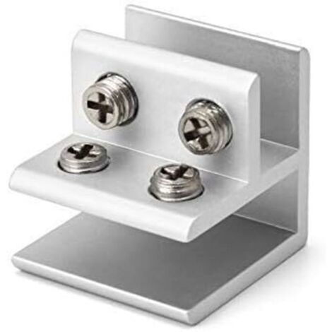 Colliers de fixation pour vitrage 90° – Lot de 4 supports réglables compatibles verre 8 à 12 mm, montage mural ou sur étagère (1/4)