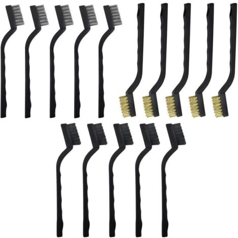 Brosse à gratter maçonnerie – Lot de 15 brosses métalliques avec poignée incurvée, poils acier inoxydable pour nettoyage intensif (1/4)