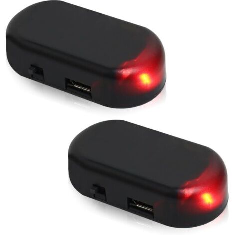 Alarme solaire anti-vol pour voiture – 2 pièces LED clignotantes rouges avec panneau solaire et port USB (1/4)