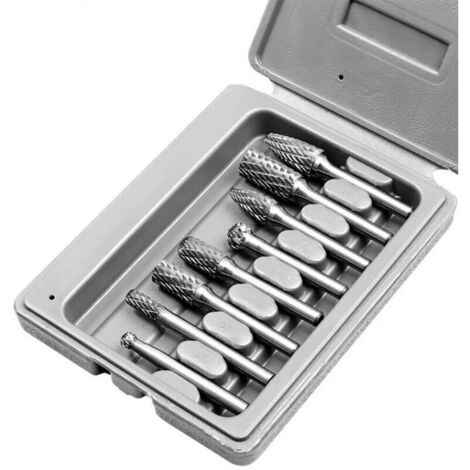 Lime rotative pour métal – 8 pièces en acier au tungstène avec carbure haute teneur, diamètres 6 à 12 mm (1/4)