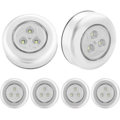 Veilleuses LED adhésives sans fil – Lot de 6 unités, alimentées par piles, idéales pour armoires, étagères, entrées et cuisines (1/4)