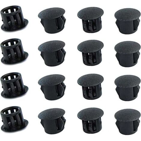Bouchons ronds en plastique noir pour meubles – 8 mm, lot de 20 couvercles discrets et résistants pour trous de montage (1/4)