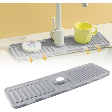 Tapis de robinet en silicone pour cuisine et salle de bain – 100 % étanche, antidérapant et facile à nettoyer – Lot de 2 (1/4)