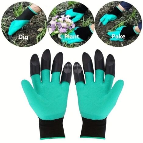 Gants de jardinage à griffes rétractables – 1 paire (8 griffes acier inoxydable) pour désherbage et plantation (1/4)