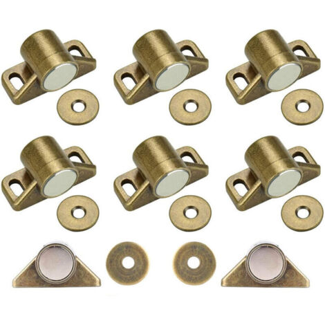 Loqueteaux magnétiques pour meubles cuisine – Lot de 8 pièces en alliage de zinc bronze, fixation discrète et solide pour tiroirs et armoires (1/4)