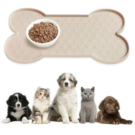 Tapis anti-dérapant en silicone pour gamelles de chien et chat – 30 x 25 cm, couleur abricot, idéal pour chiens petits/moyens (1/4)